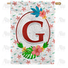 Periwinkle Petals Monogram Double Sided House Flag