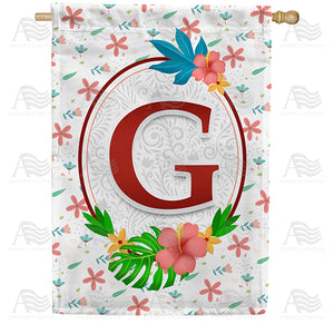 Periwinkle Petals Monogram Double Sided House Flag