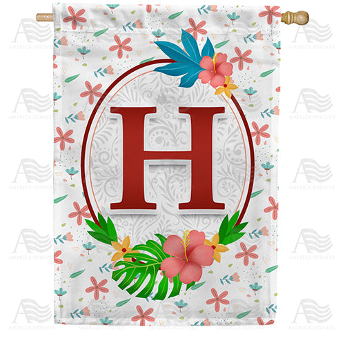 Periwinkle Petals Monogram Double Sided House Flag