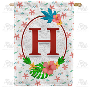 Periwinkle Petals Monogram Double Sided House Flag