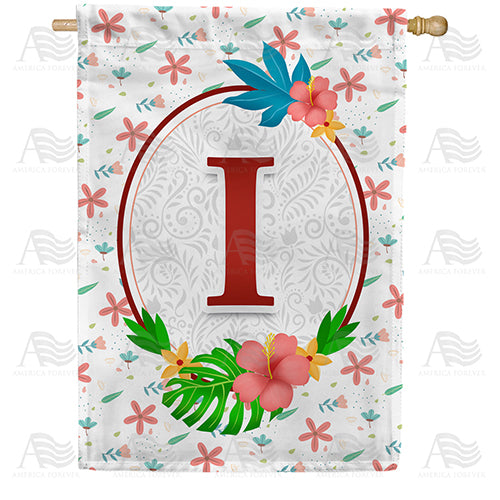 Periwinkle Petals Monogram Double Sided House Flag