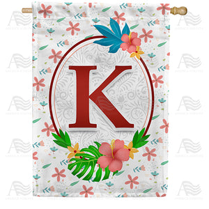 Periwinkle Petals Monogram Double Sided House Flag
