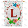 Periwinkle Petals Monogram Double Sided House Flag