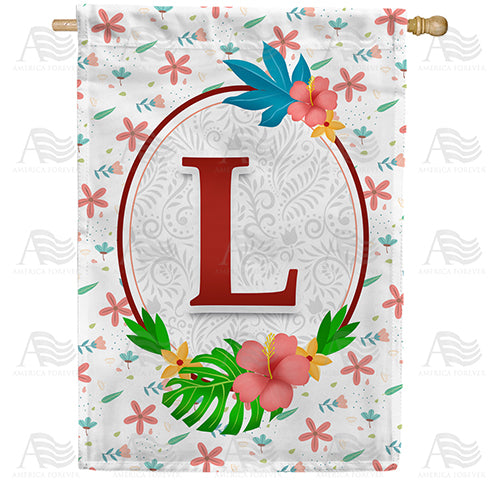 Periwinkle Petals Monogram Double Sided House Flag