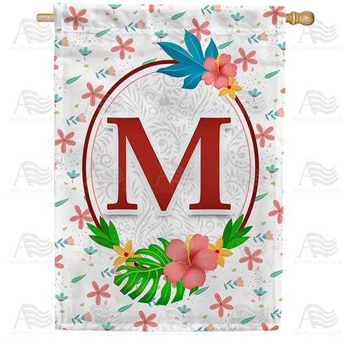 Periwinkle Petals Monogram Double Sided House Flag