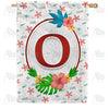 Periwinkle Petals Monogram Double Sided House Flag