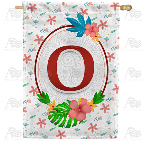 Periwinkle Petals Monogram Double Sided House Flag