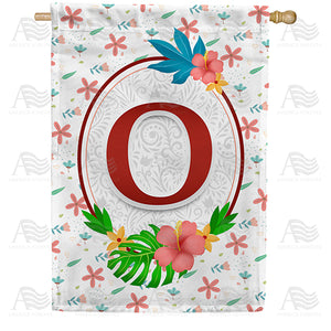 Periwinkle Petals Monogram Double Sided House Flag