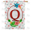 Periwinkle Petals Monogram Double Sided House Flag