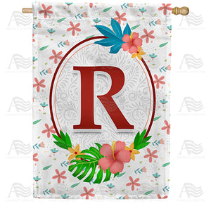 Periwinkle Petals Monogram Double Sided House Flag