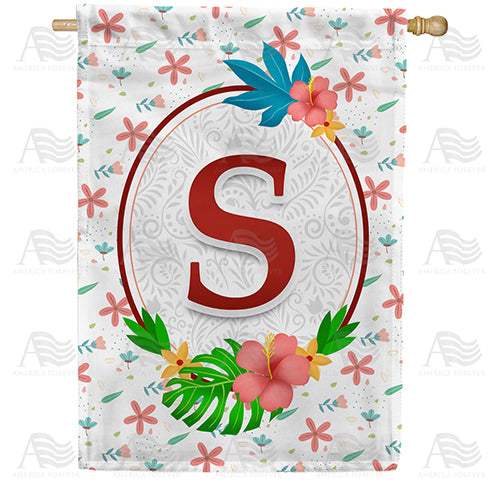 Periwinkle Petals Monogram Double Sided House Flag