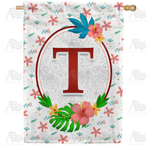 Periwinkle Petals Monogram Double Sided House Flag