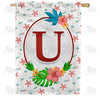 Periwinkle Petals Monogram Double Sided House Flag