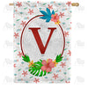 Periwinkle Petals Monogram Double Sided House Flag