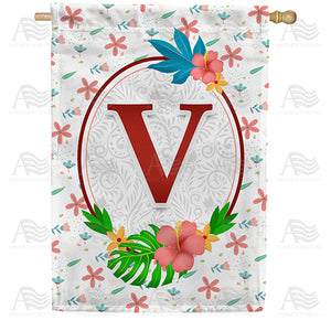 Periwinkle Petals Monogram Double Sided House Flag