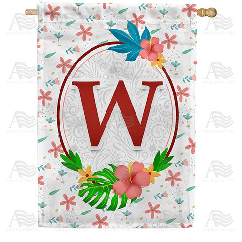 Periwinkle Petals Monogram Double Sided House Flag
