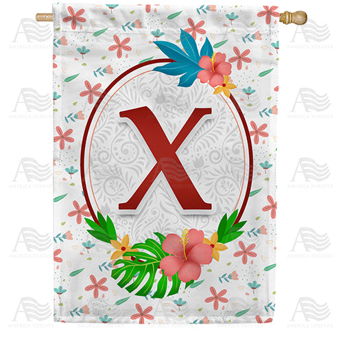 Periwinkle Petals Monogram Double Sided House Flag