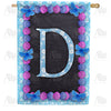Blue And Purple Hydrangea Monogram Double Sided House Flag