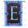 Blue And Purple Hydrangea Monogram Double Sided House Flag