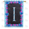 Blue And Purple Hydrangea Monogram Double Sided House Flag