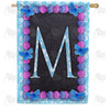 Blue And Purple Hydrangea Monogram Double Sided House Flag