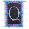 Blue And Purple Hydrangea Monogram Double Sided House Flag