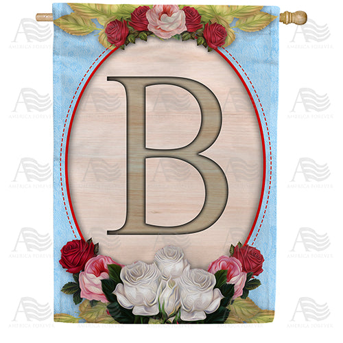 Rose Wood Monogram Double Sided House Flag