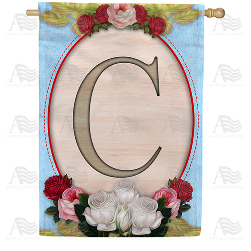 Rose Wood Monogram Double Sided House Flag