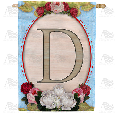Rose Wood Monogram Double Sided House Flag