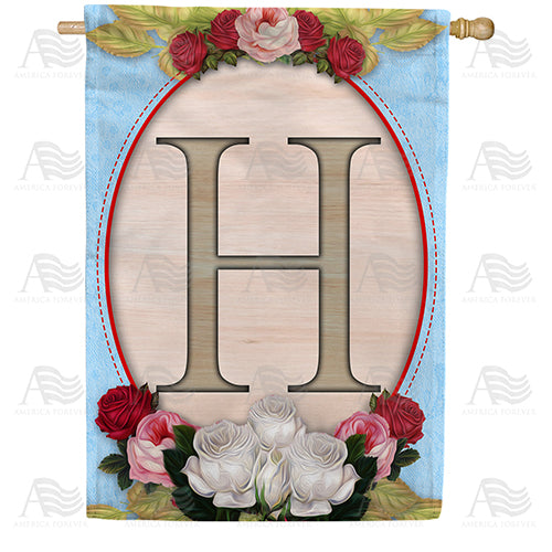 Rose Wood Monogram Double Sided House Flag