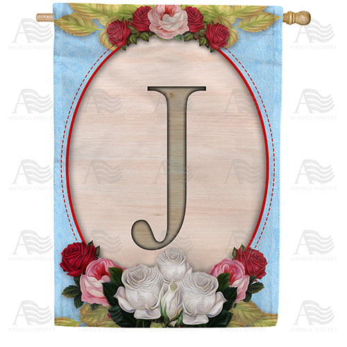 Rose Wood Monogram Double Sided House Flag