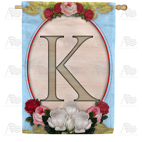 Rose Wood Monogram Double Sided House Flag