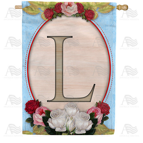 Rose Wood Monogram Double Sided House Flag