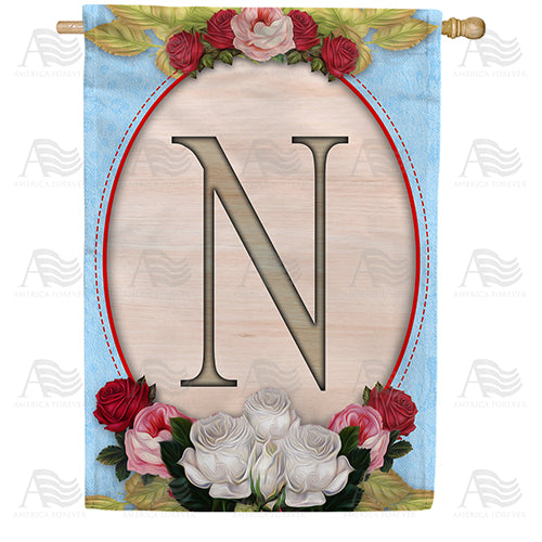 Rose Wood Monogram Double Sided House Flag