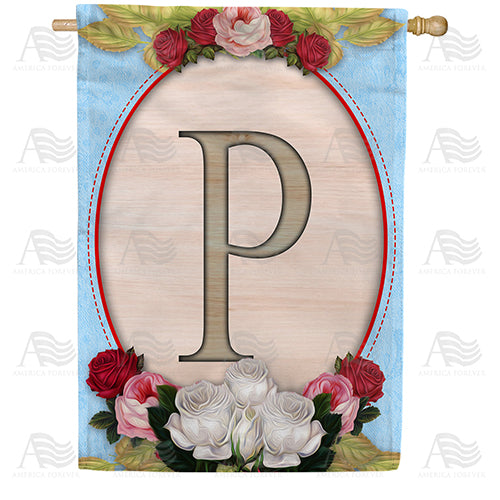 Rose Wood Monogram Double Sided House Flag