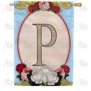Rose Wood Monogram Double Sided House Flag