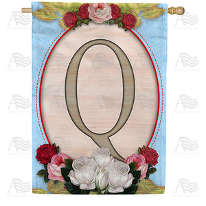 Rose Wood Monogram Double Sided House Flag
