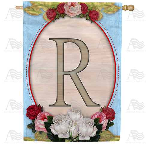 Rose Wood Monogram Double Sided House Flag
