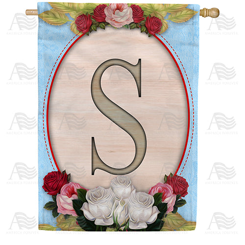 Rose Wood Monogram Double Sided House Flag