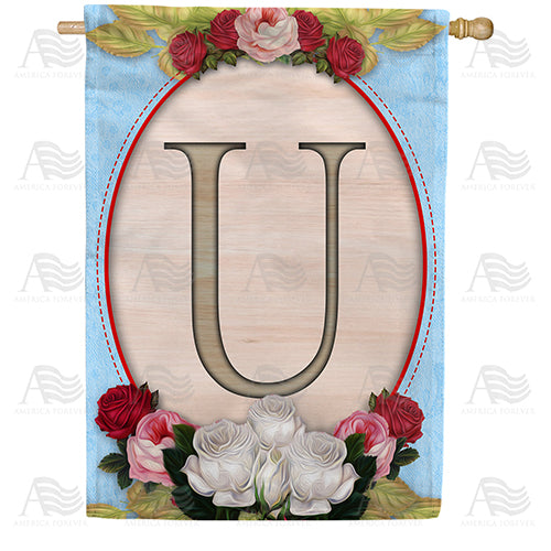 Rose Wood Monogram Double Sided House Flag