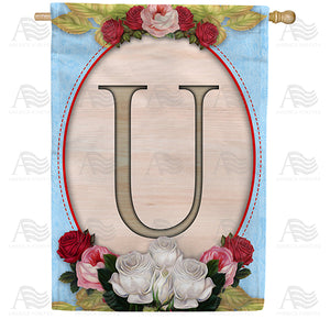 Rose Wood Monogram Double Sided House Flag