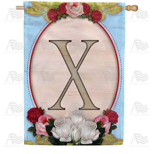 Rose Wood Monogram Double Sided House Flag