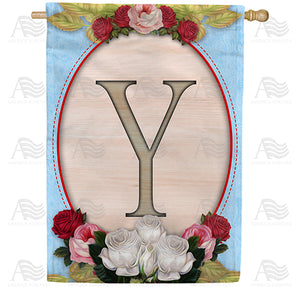 Rose Wood Monogram Double Sided House Flag