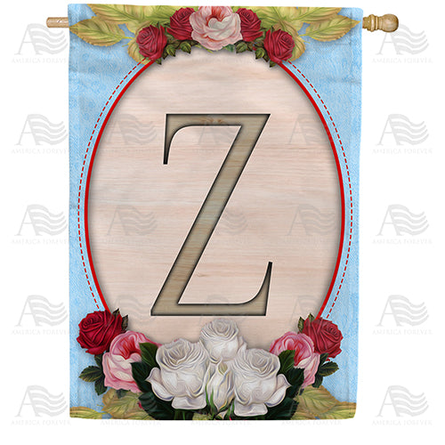 Rose Wood Monogram Double Sided House Flag