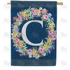 Floral Wreath Monogram Letter Monogram Double Sided House Flag