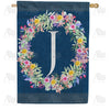 Floral Wreath Monogram Letter Monogram Double Sided House Flag