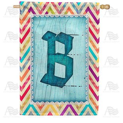 Multi Color Chevron Monogram Double Sided House Flag