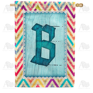Multi Color Chevron Monogram Double Sided House Flag