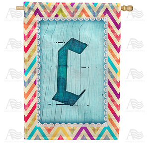 Multi Color Chevron Monogram Double Sided House Flag