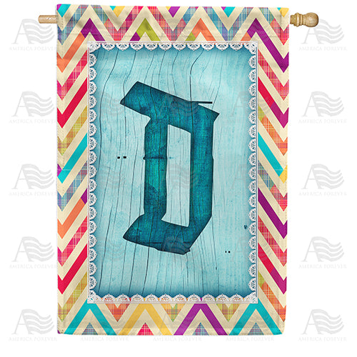 Multi Color Chevron Monogram Double Sided House Flag